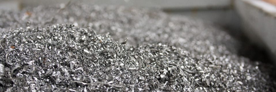 Shredded aluminum scraps for recycling.